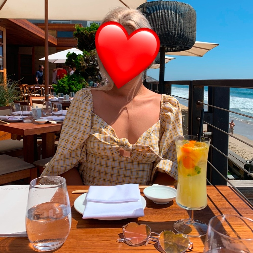 Yellow checkered bow dress